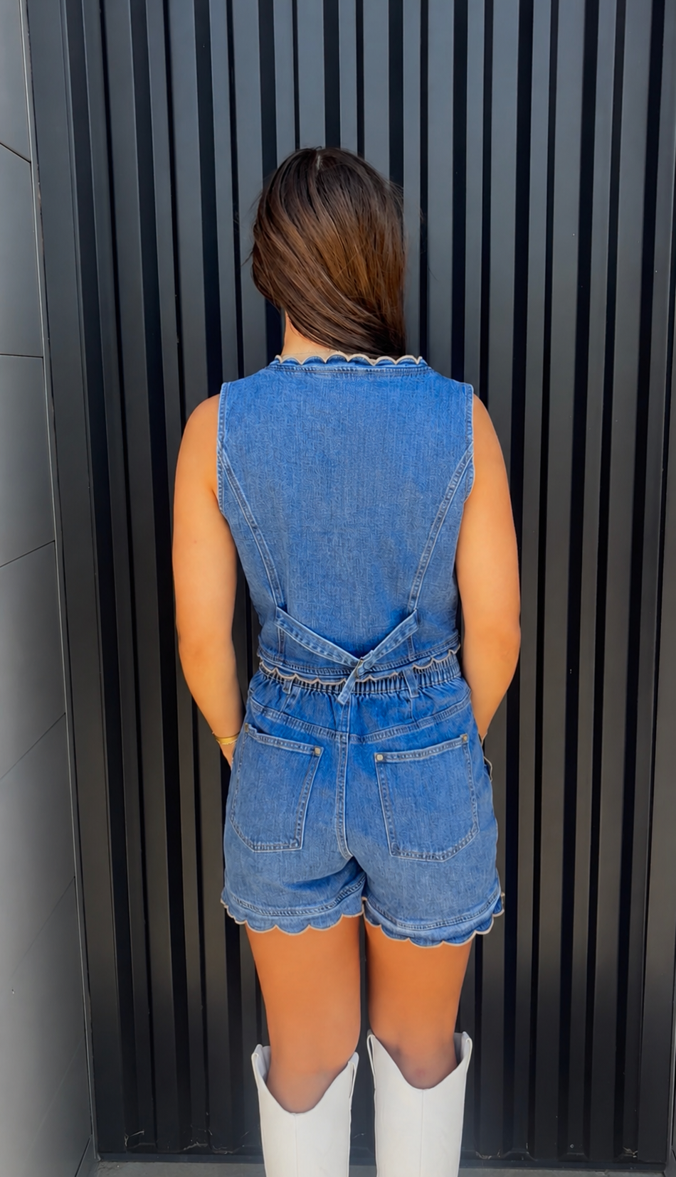 Scalloped Denim Shorts