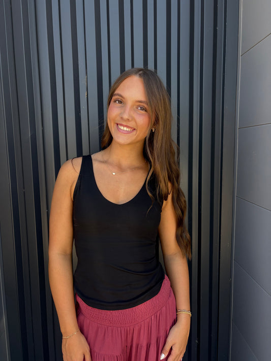 Black Fitted Activewear Full Tank