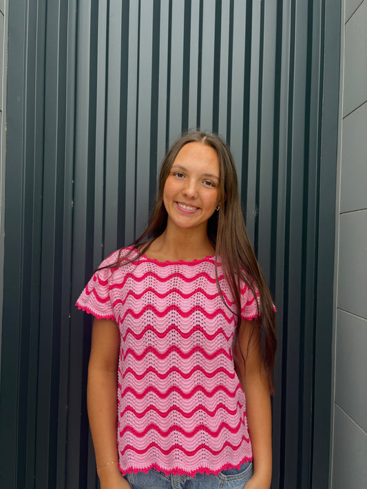 Strawberry Swirl Knit Top