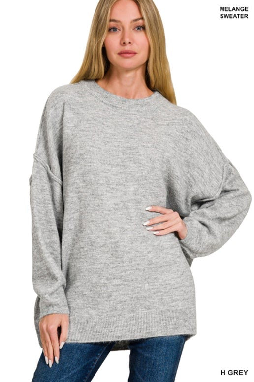 Heather end grey raw seam sweater