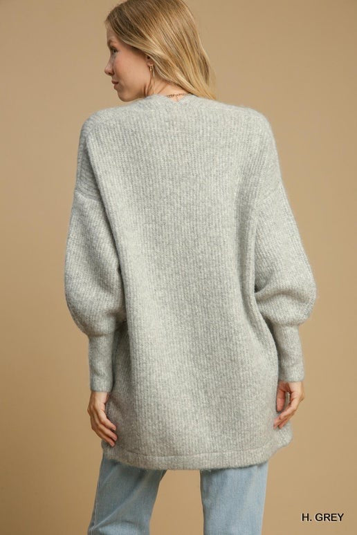 Heather grey wool cardigan