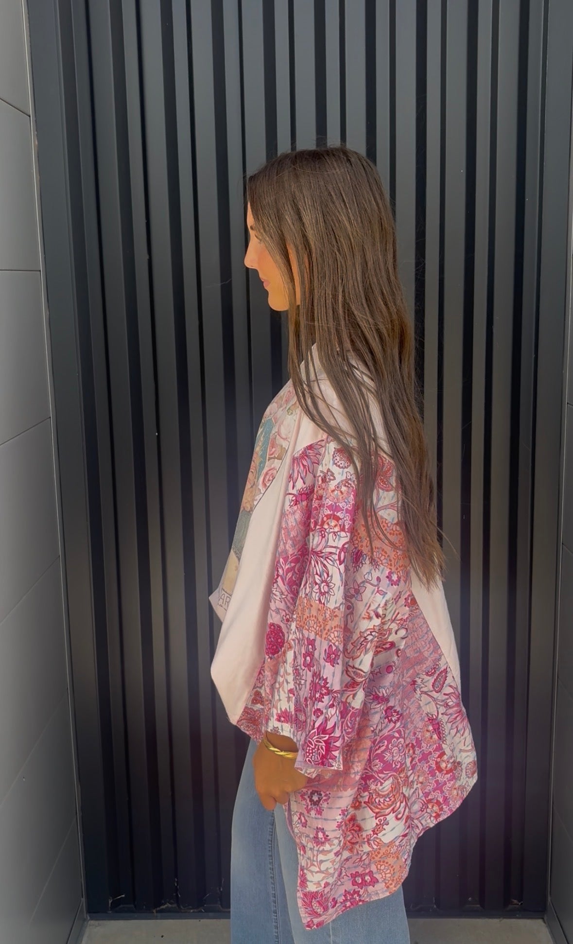 Dolly Print washed Poncho Top