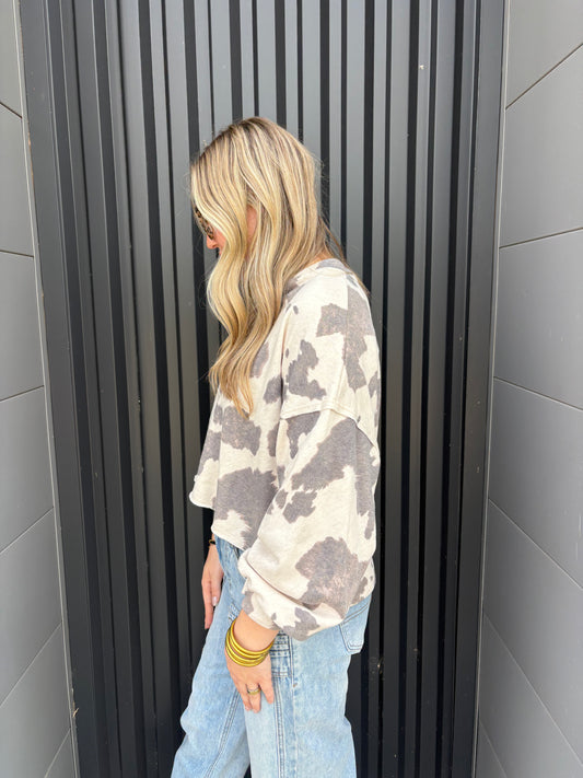 Cow Print Oversized Crop Top