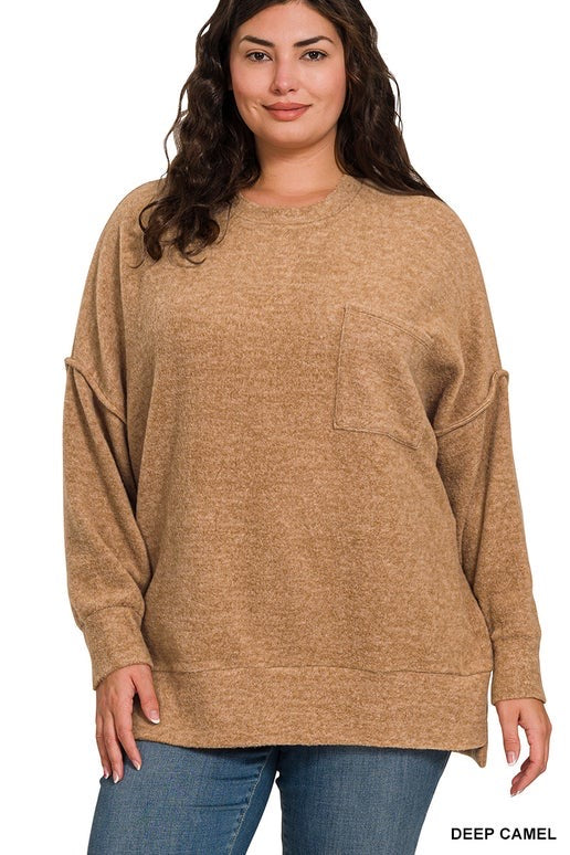 Deep Camel Drop Shoulder Oversized Sweater