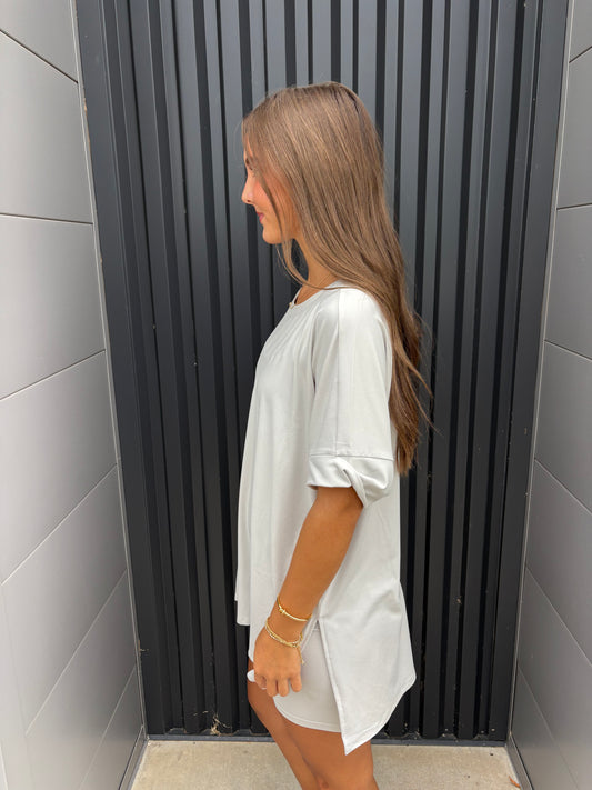 Light Grey Biker Short Set