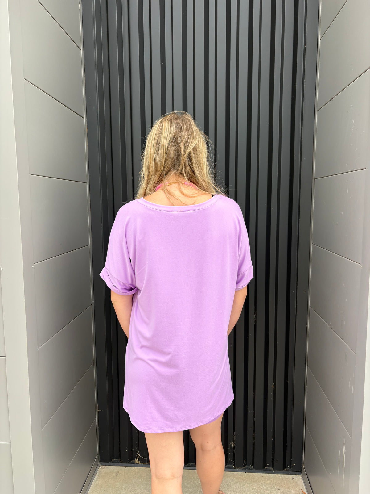 Bright Lavender V-Neck Biker Short Set