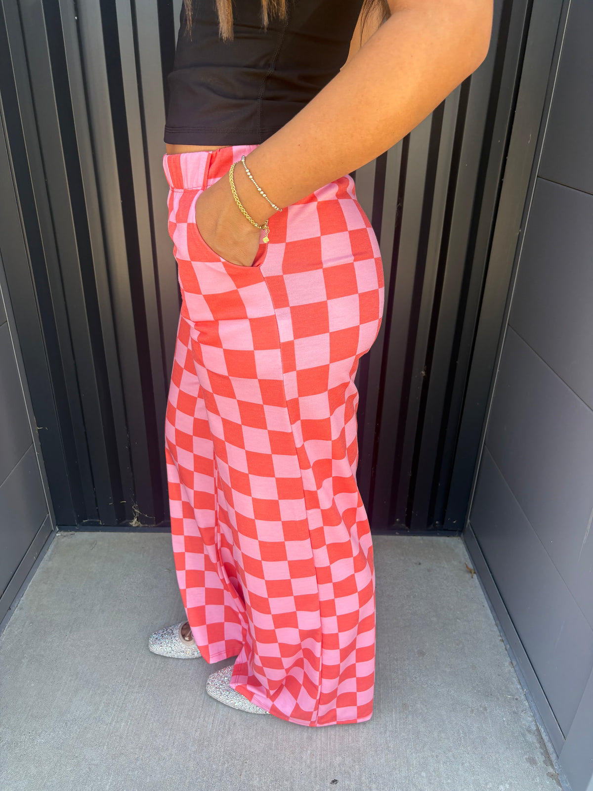 Pink & Orange High Waist Wide Leg Knit Pant