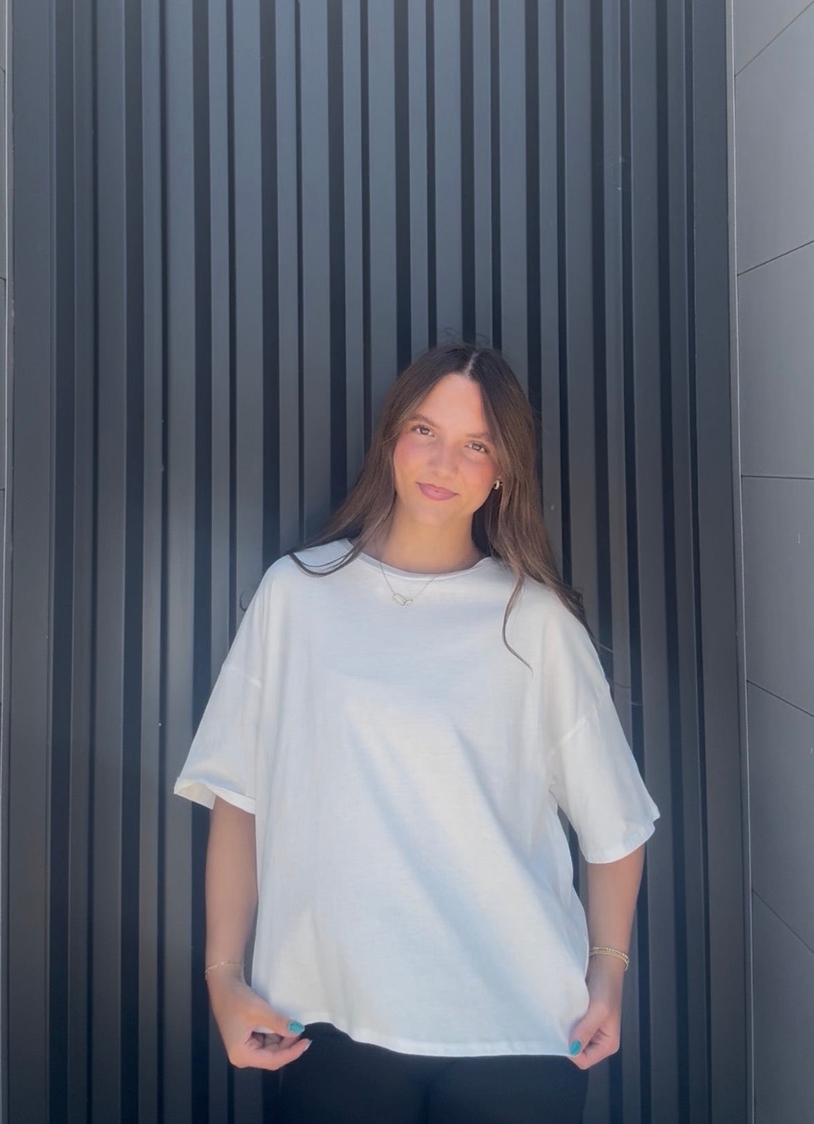 White Fringed Detail Oversized Crop T-Shirt