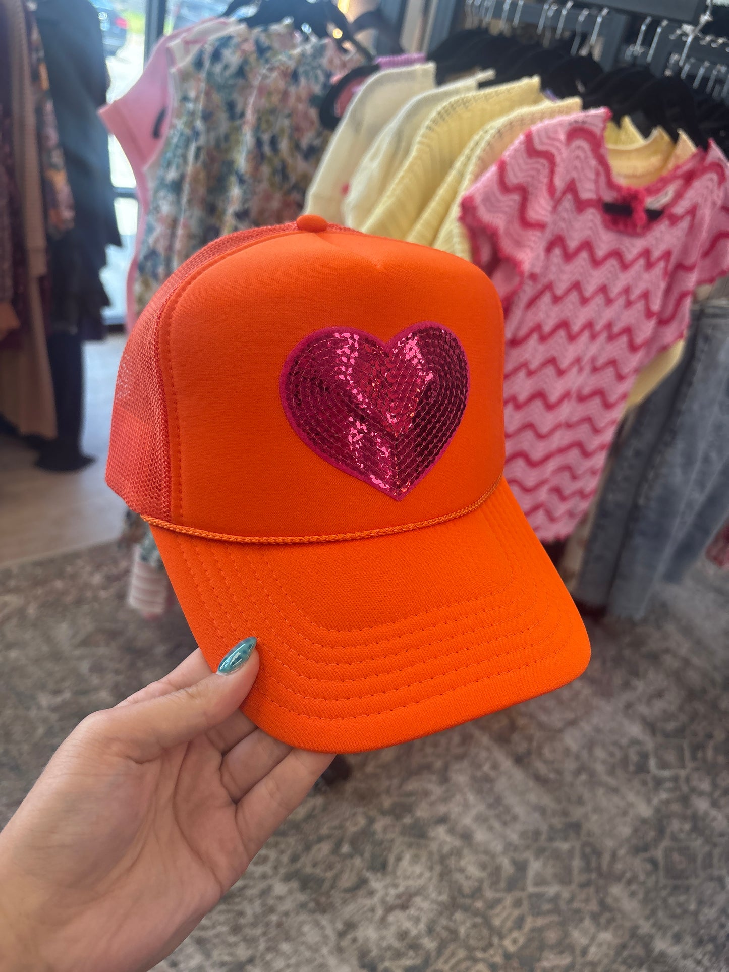 Orange and Pink Love Trucker Hat