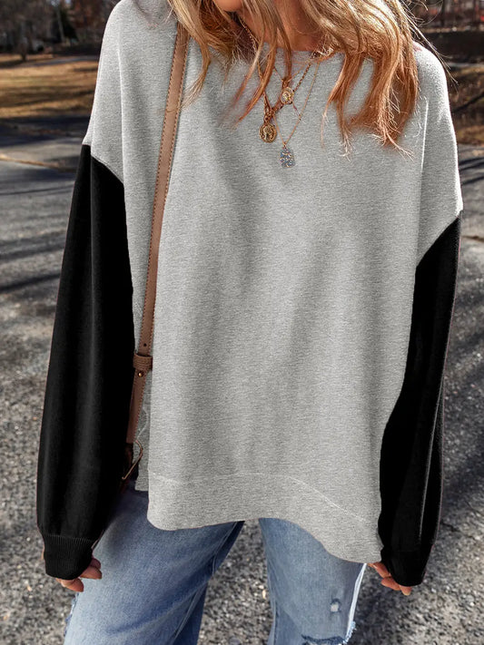 Grey Sweatshirt with Black Sleeves