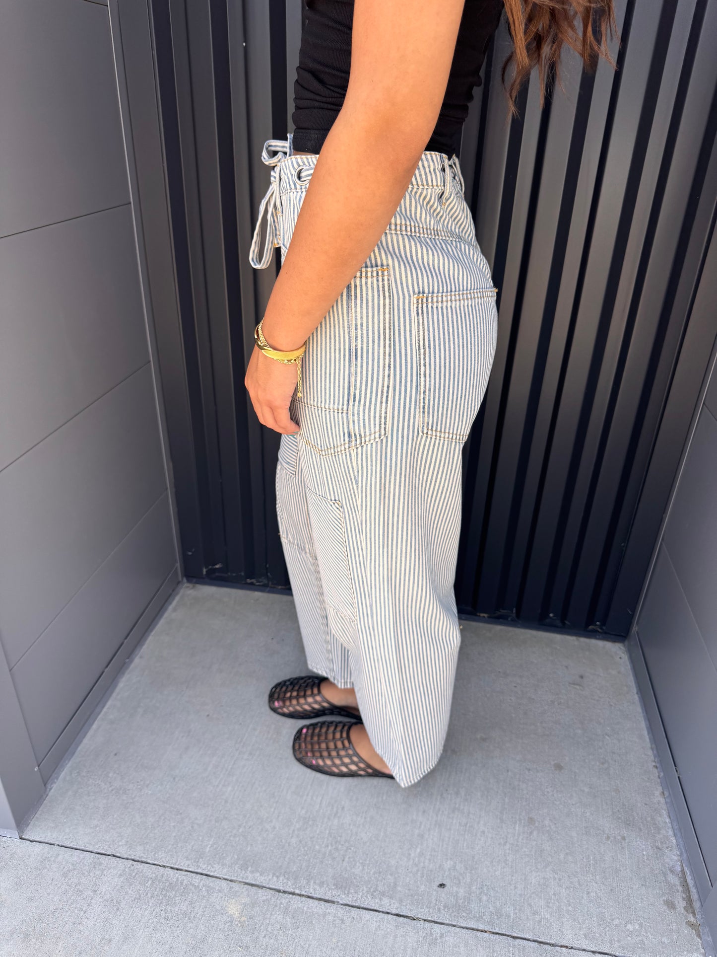 Striped Washed Twill Jeans