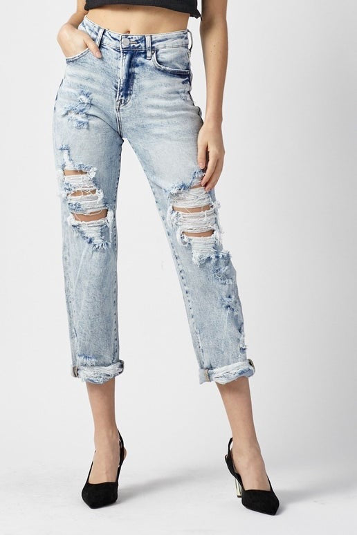 HIGH-RISE BOYFRIEND JEAN- LIGHT WASH- PLUS