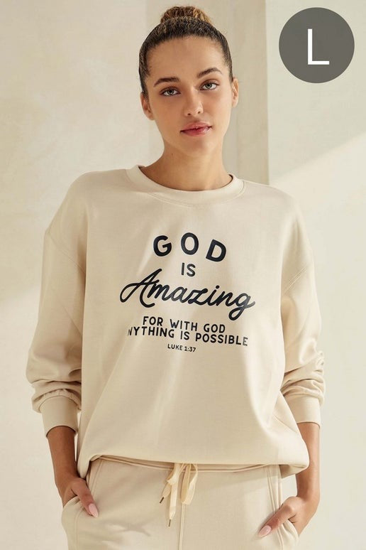 Cream God is Amazing Pullover