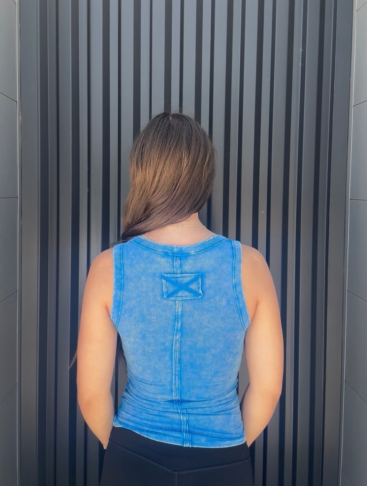 Ribbed Sleeveless Tank Top Ocean