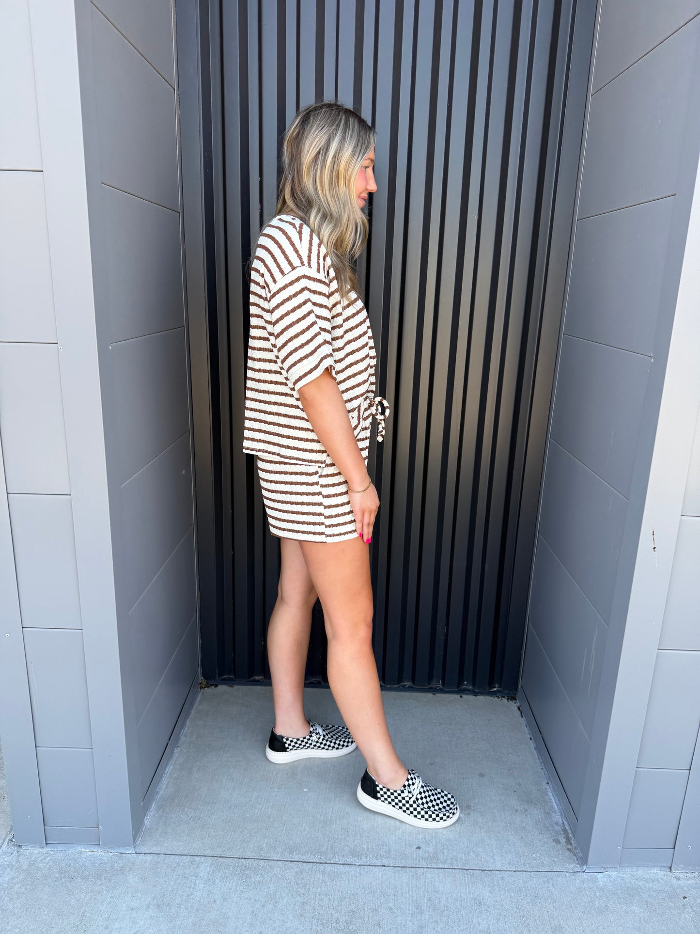 Striped Short Sleeve Set (Multiple Colors)