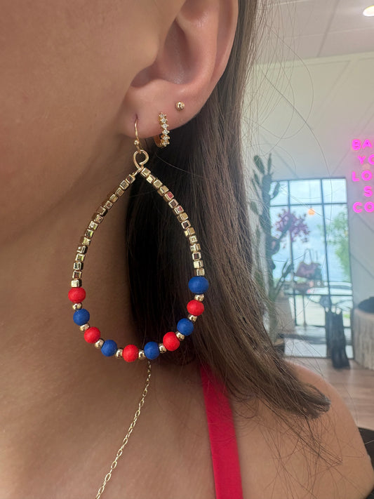 Red, White, and Blue Teardrop Earrings