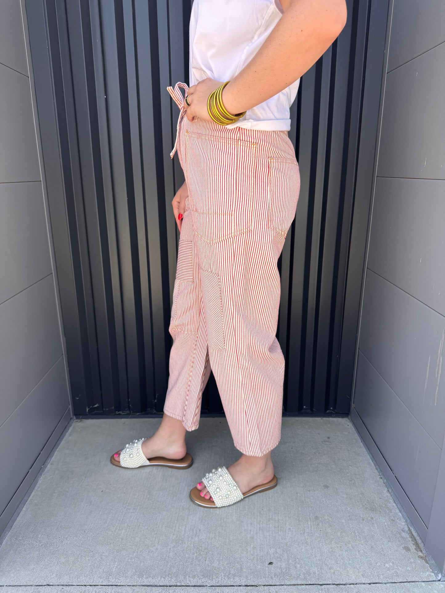 Striped Washed Twill Jeans