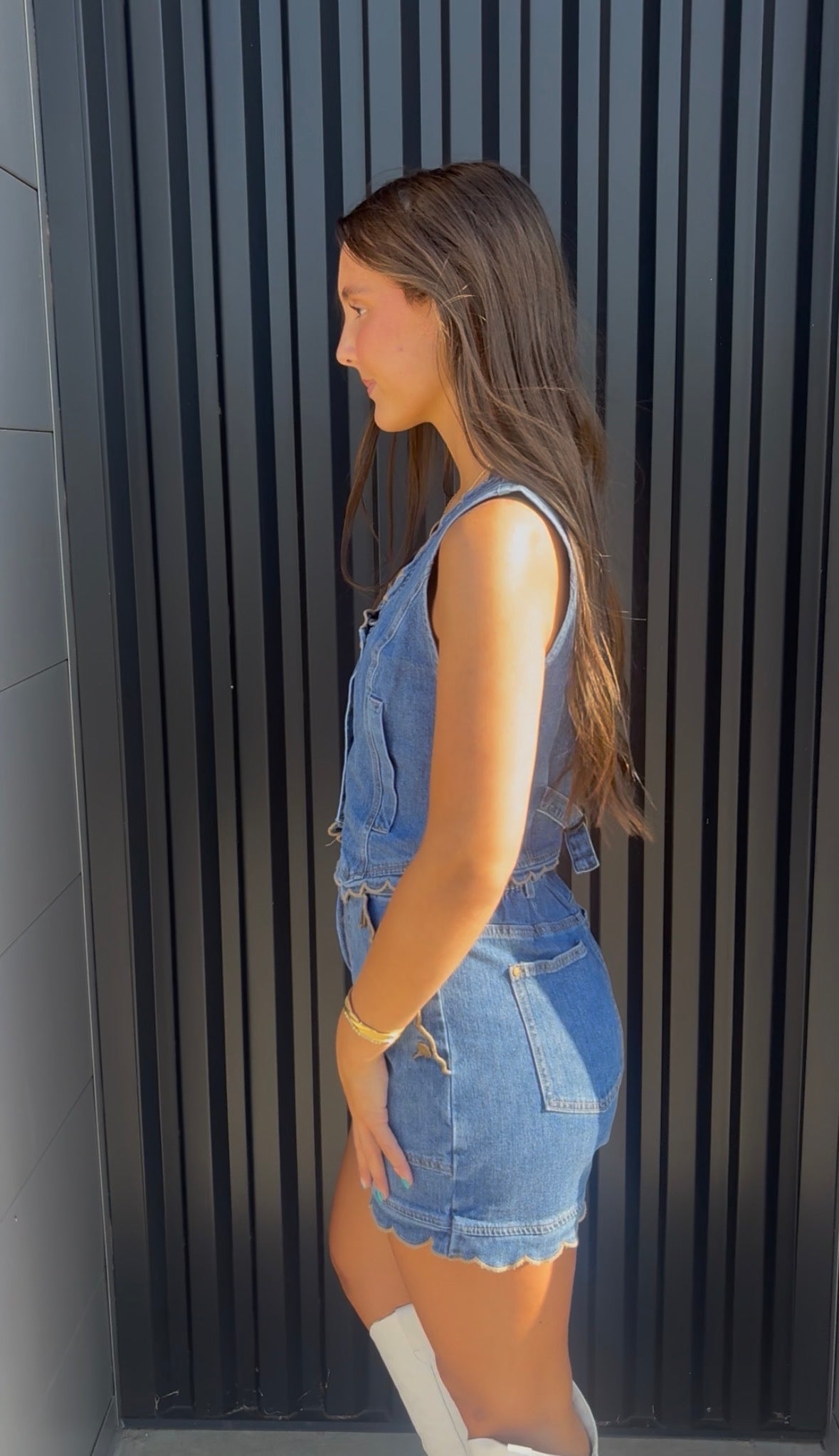 Scalloped Denim Shorts