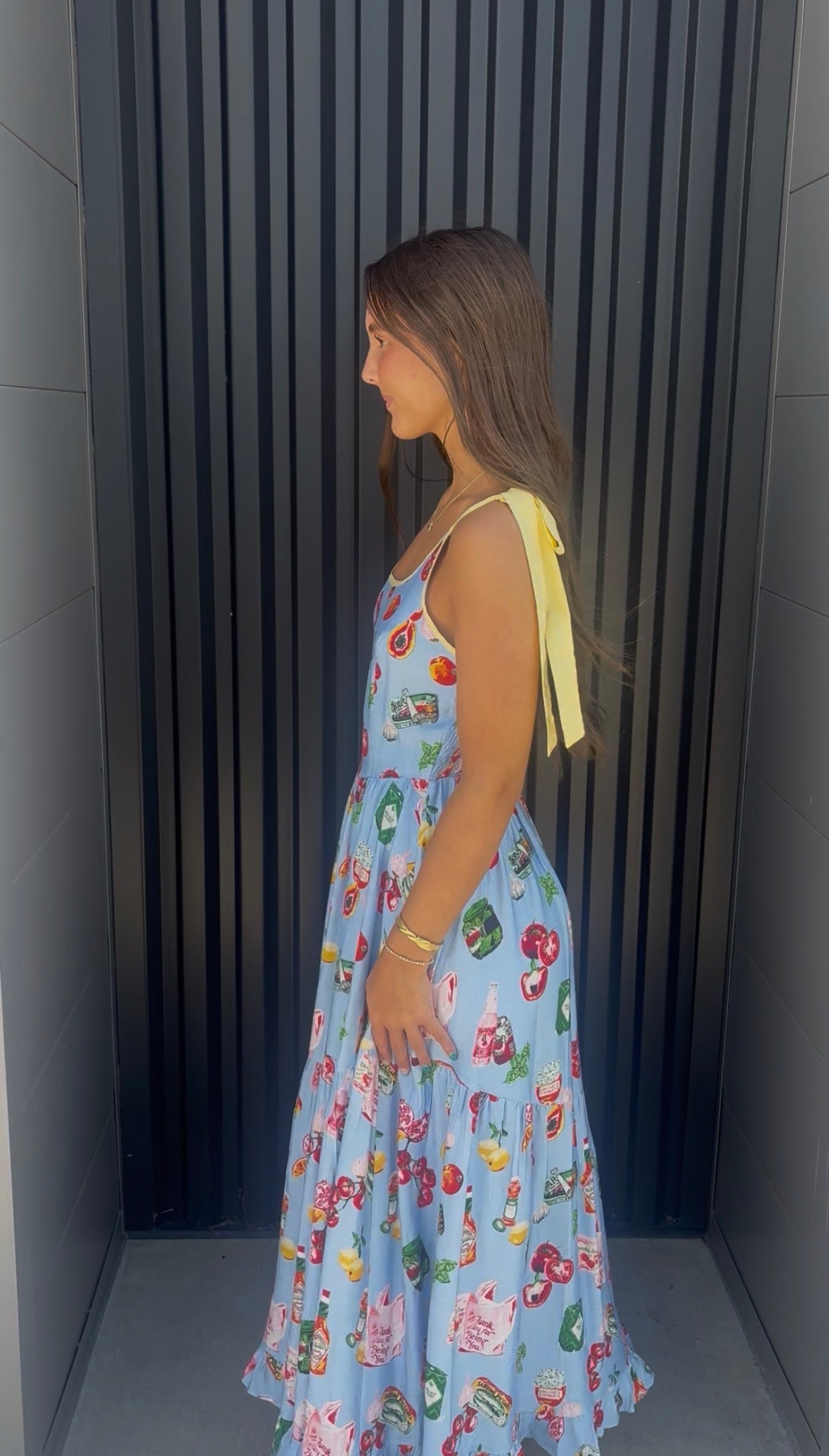 Powder Blue Print Tie Maxi