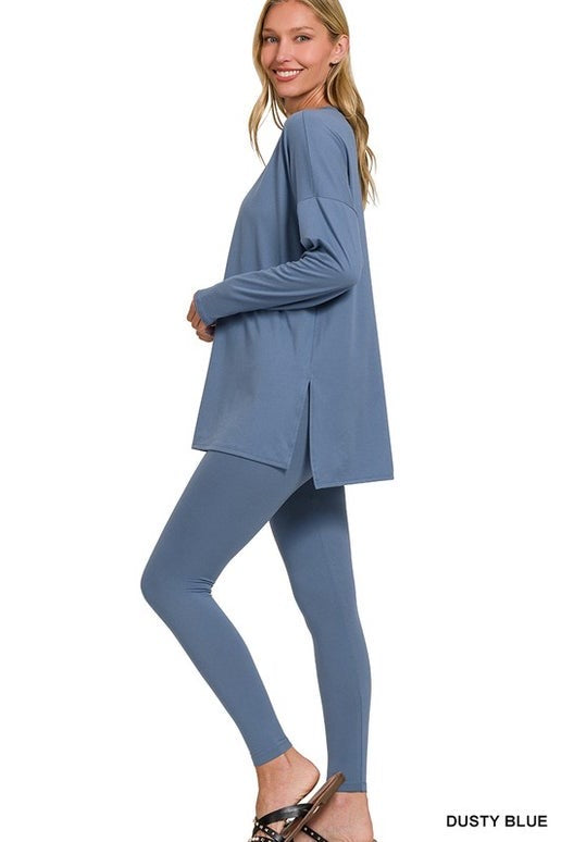 Dusty Blue Long Sleeve and Legging Set