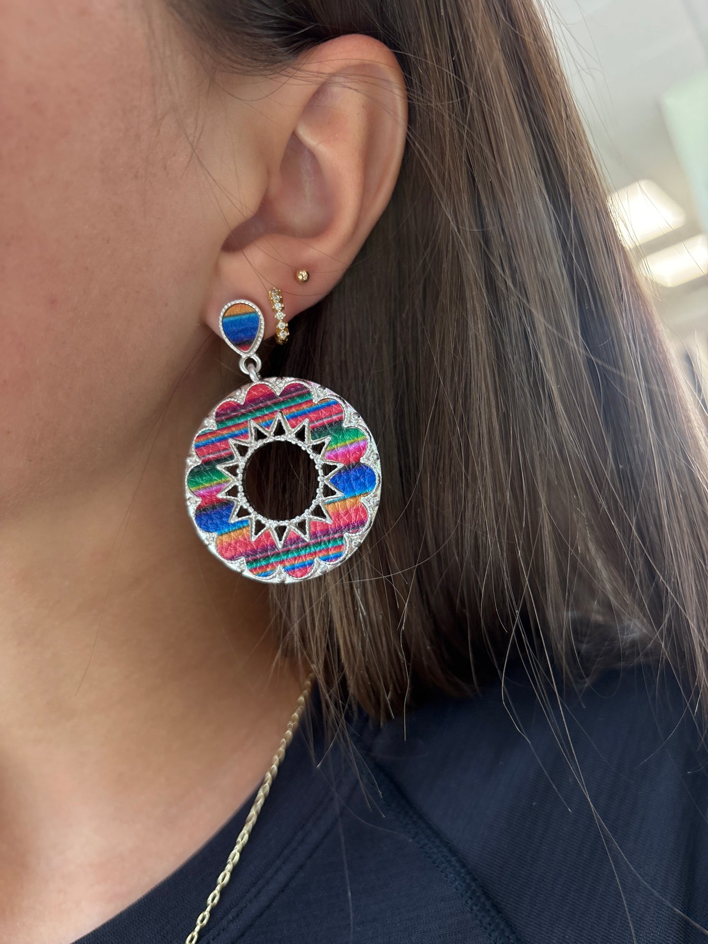Multicolored Concho Earrings