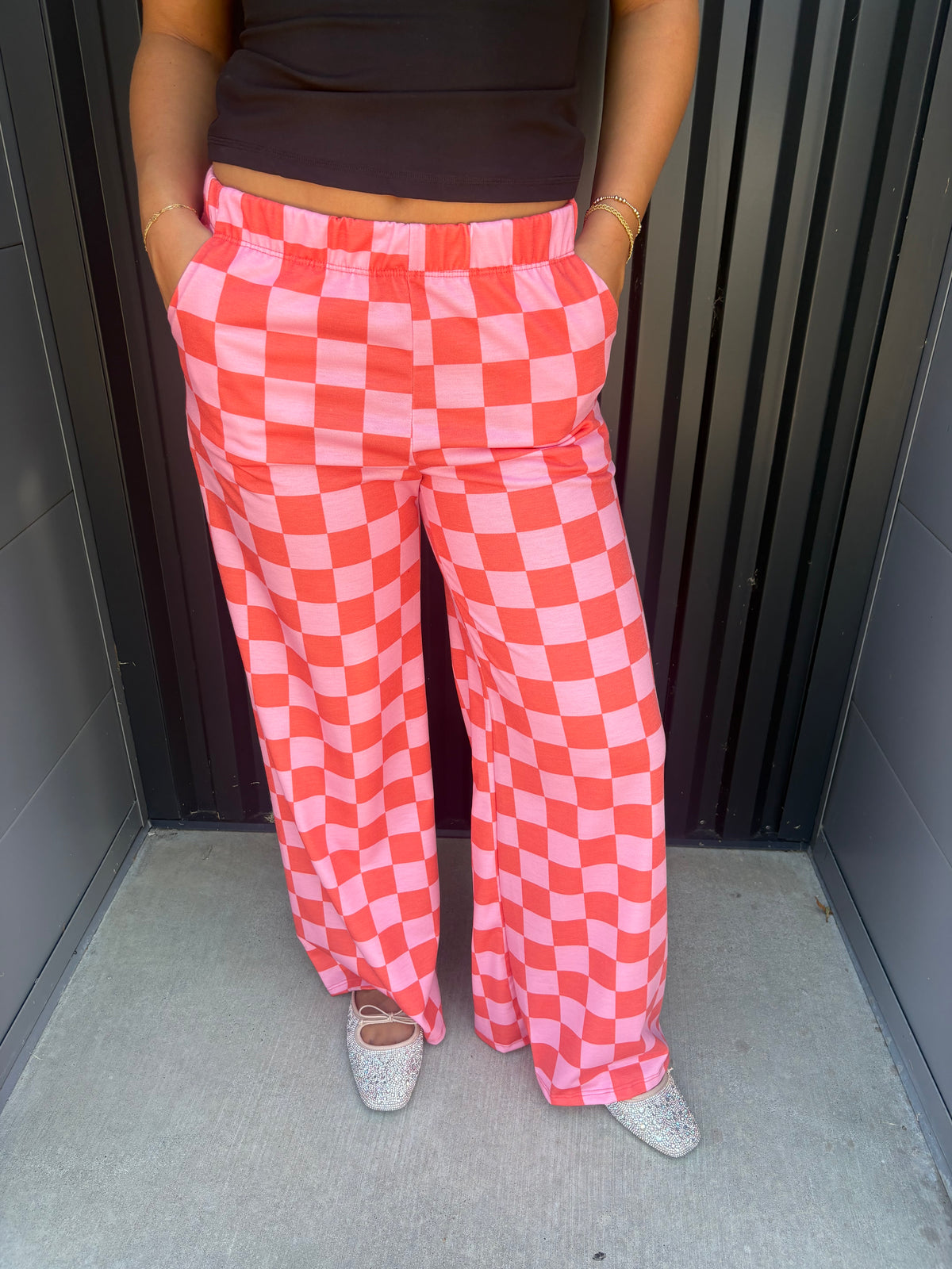 Pink & Orange High Waist Wide Leg Knit Pant