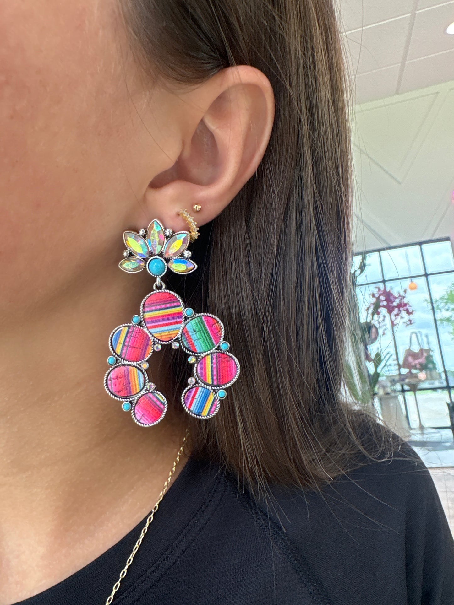 western multicolored stripped earrings