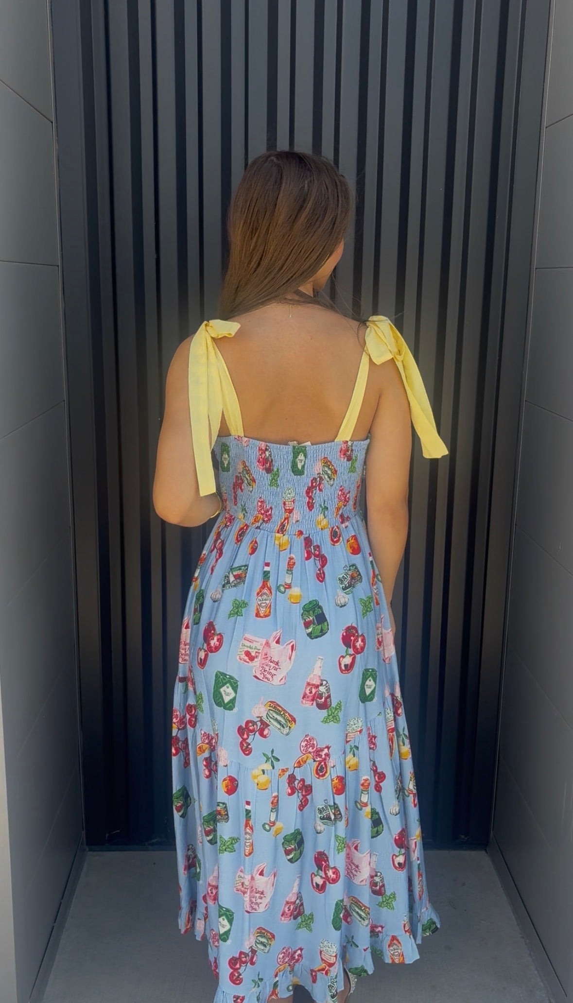 Powder Blue Print Tie Maxi