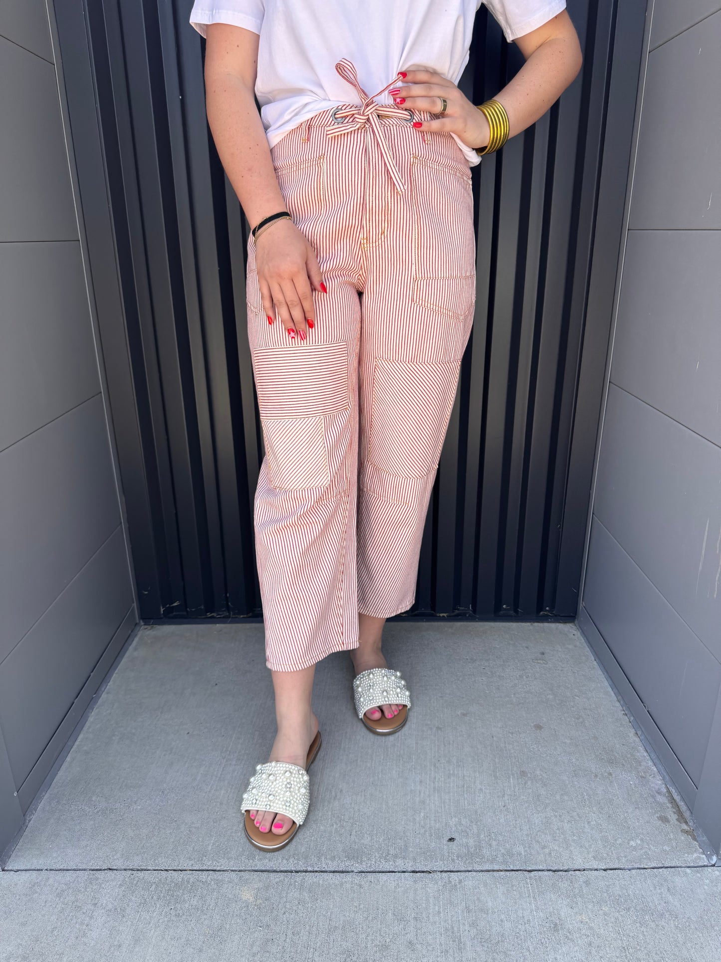 Striped Washed Twill Jeans