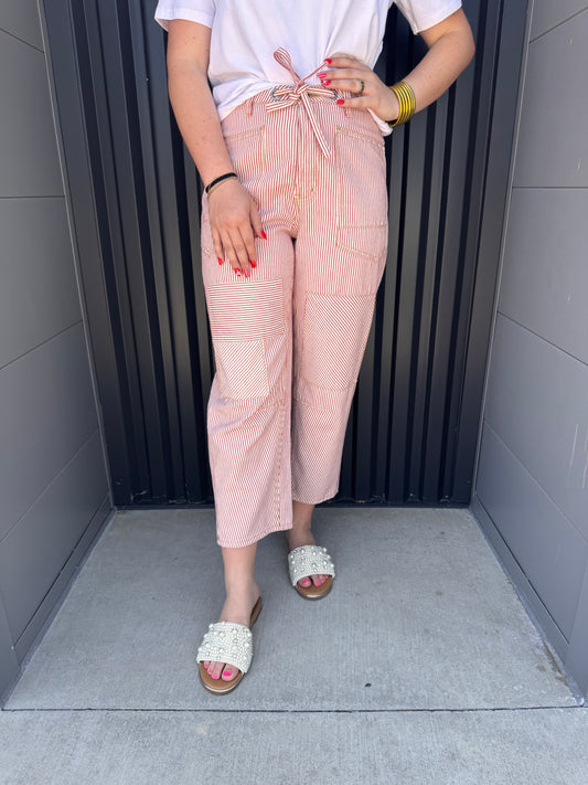 Striped Washed Twill Jeans