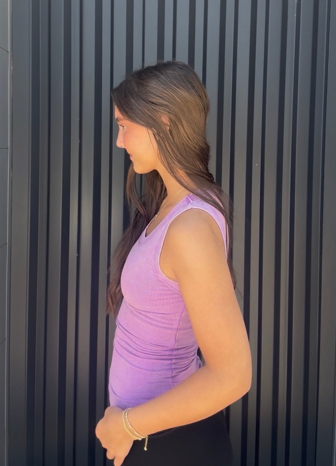 Wash Ribbed Tank Top Violet