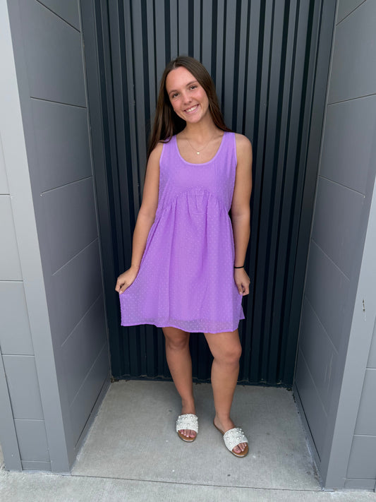 Lavender Swiss dot babydoll dress