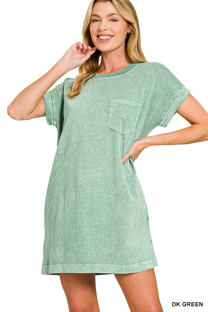 Mineral Washed T-shirt Dress (multiple colors)