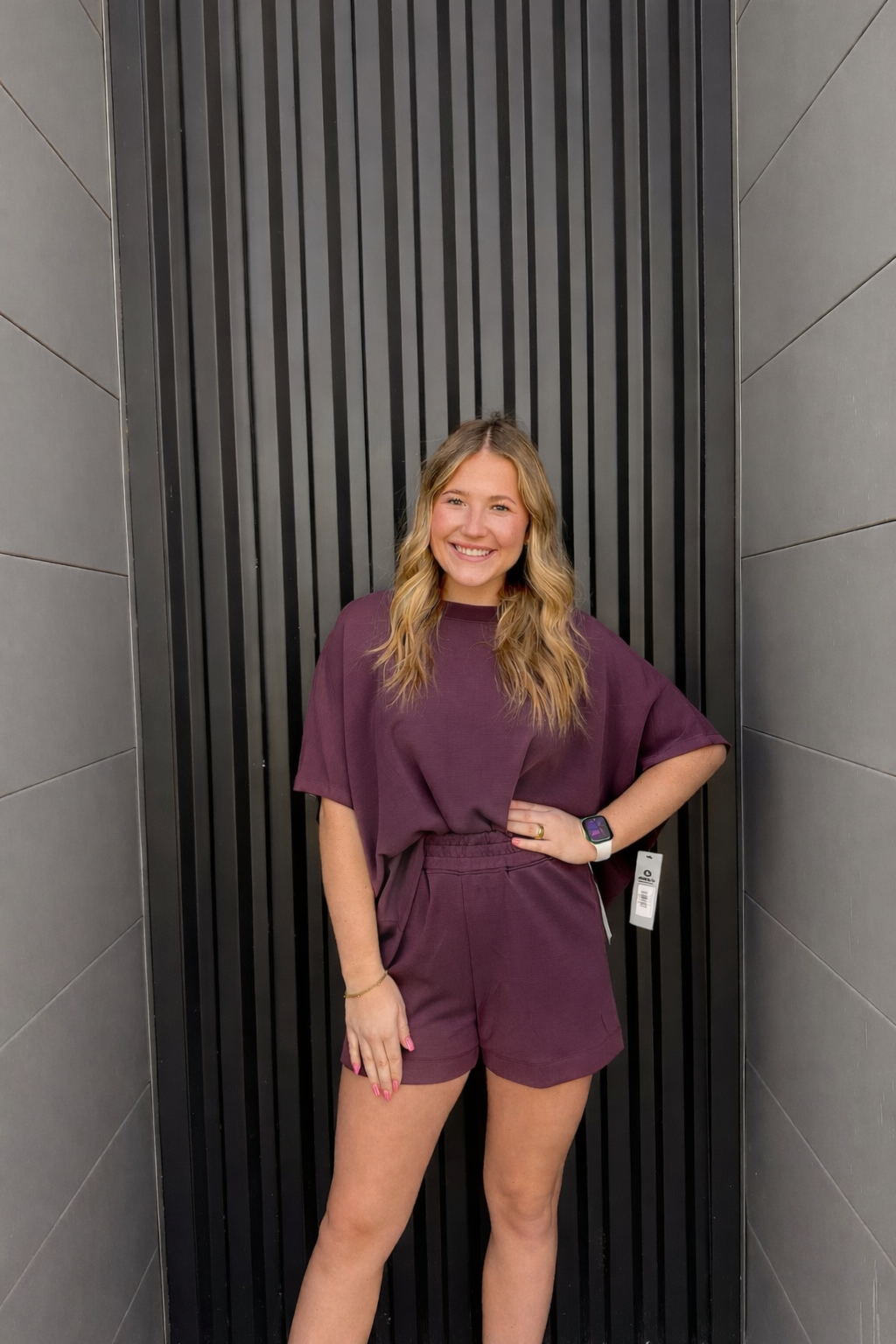 Dark Plum Two Piece Short Set