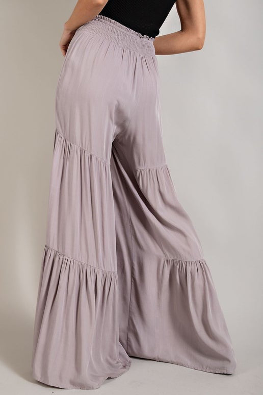 Grey tiered wide leg palazzo pants