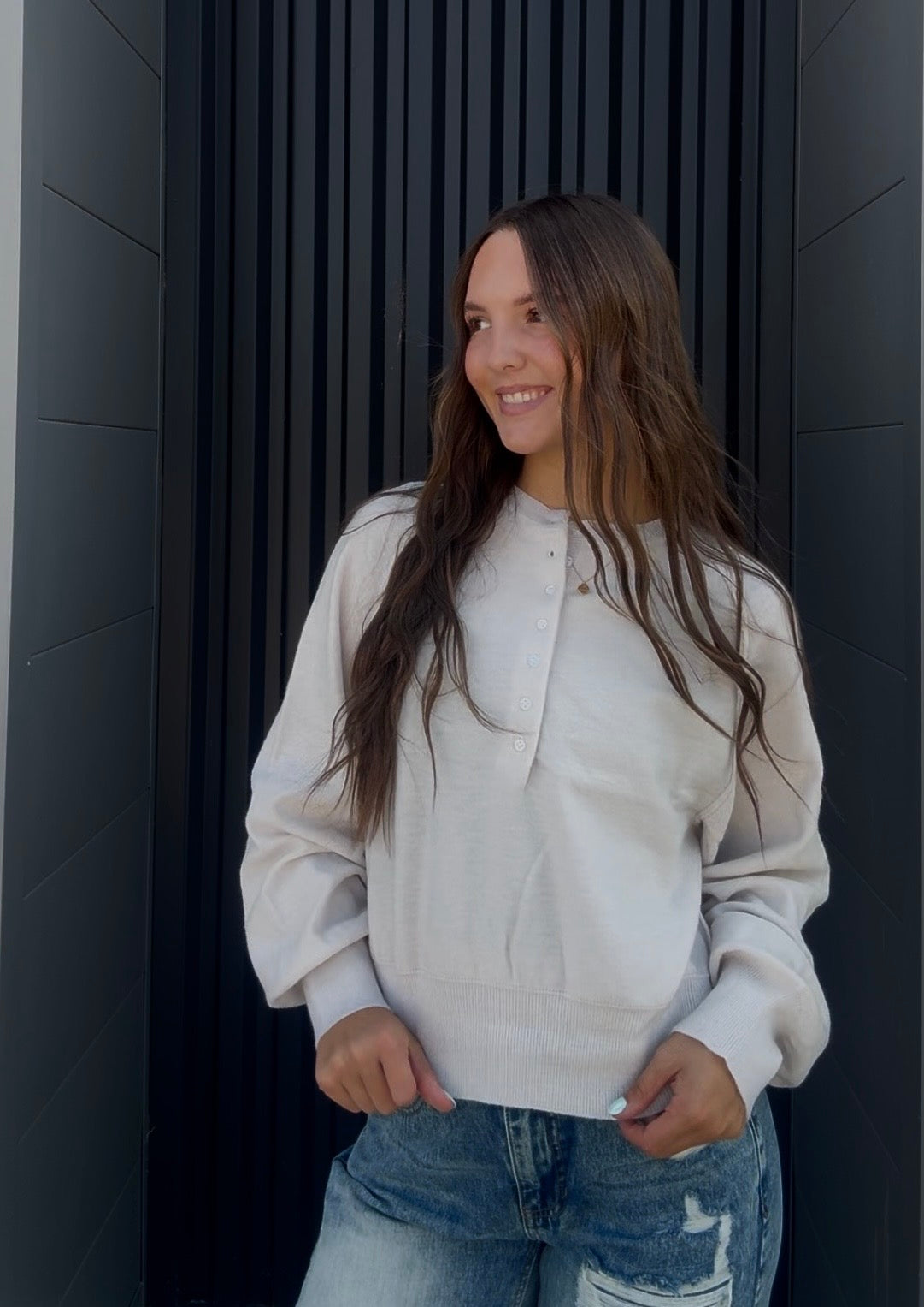 Luxe Knit Henley Sweater