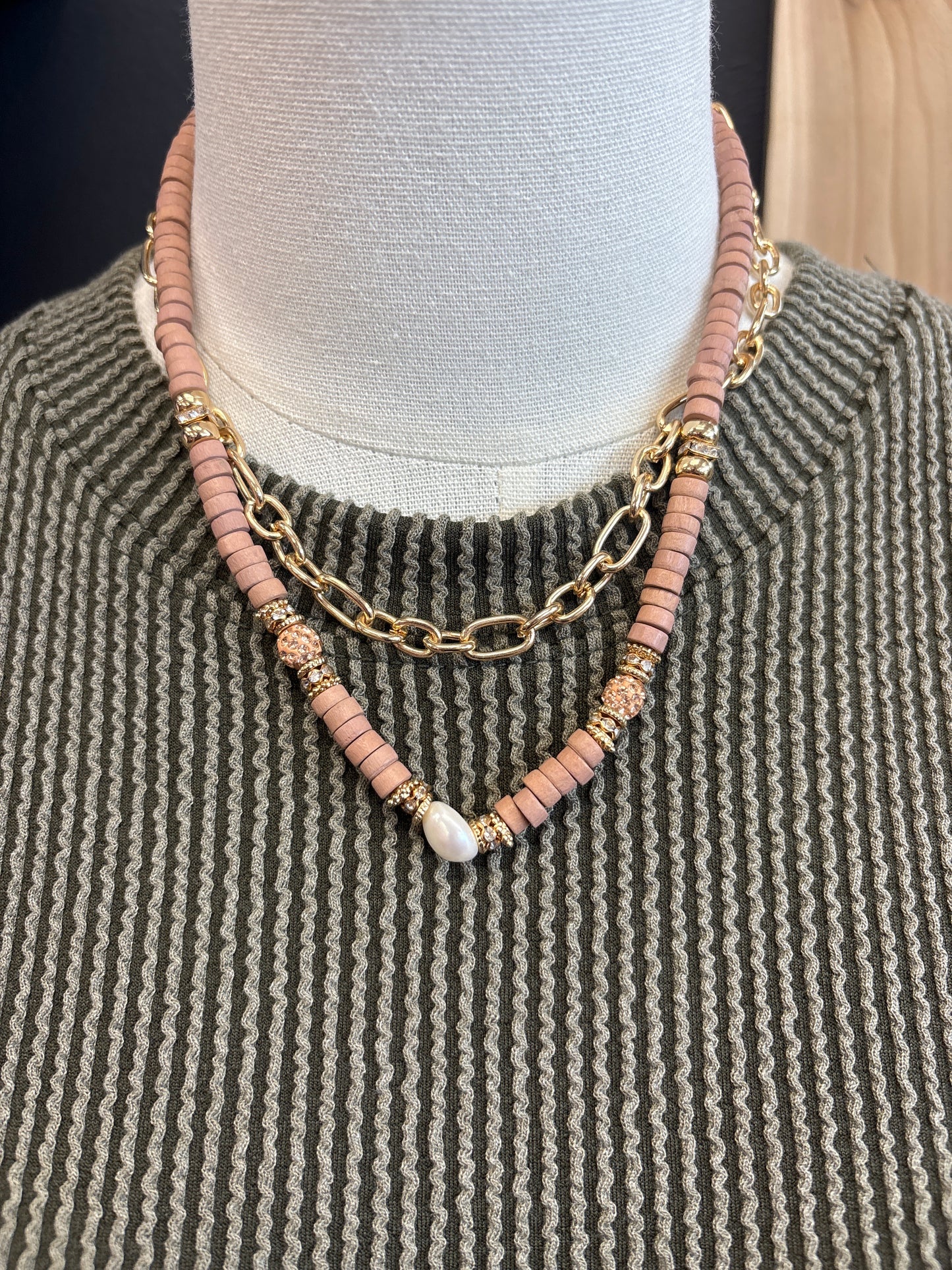 Blush and Gold Layered Necklace