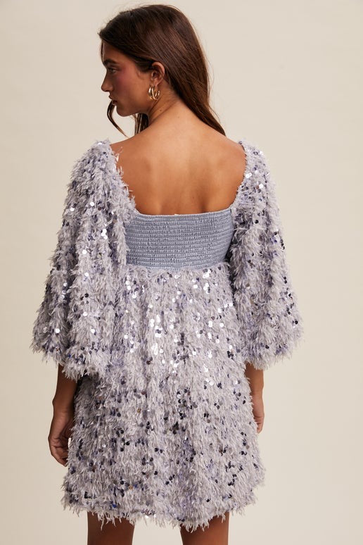 Grey fringe  babydoll dress