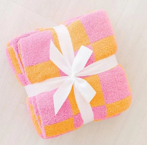 Bright Orange & Pink Cozy Blanket
