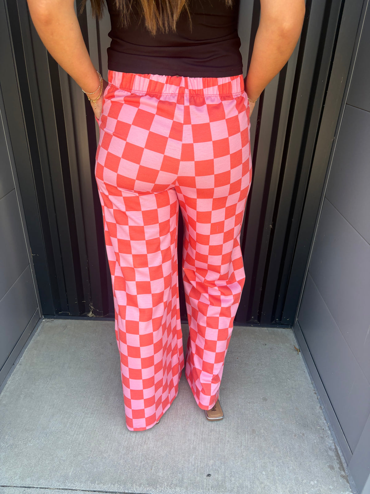 Pink & Orange High Waist Wide Leg Knit Pant