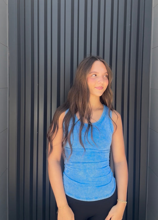 Ribbed Sleeveless Tank Top Ocean