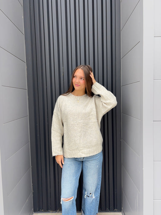 Cream Round Neck Sweater