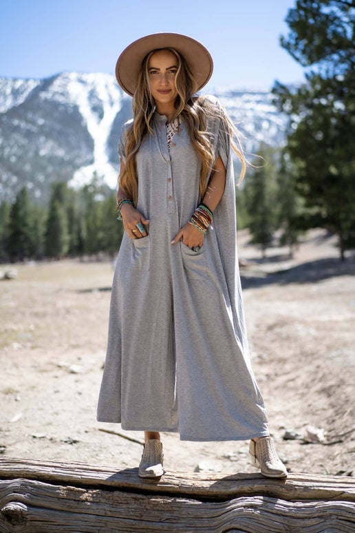 Heather Gray Wide Leg Jumpsuit