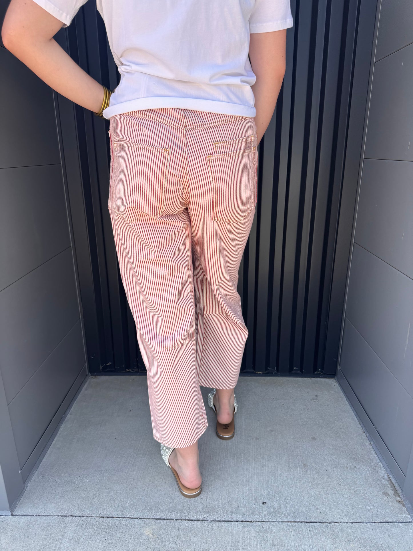 Striped Washed Twill Jeans