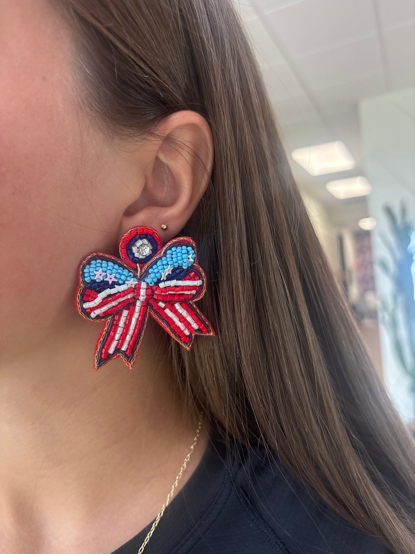 Fourth of July bow earrings
