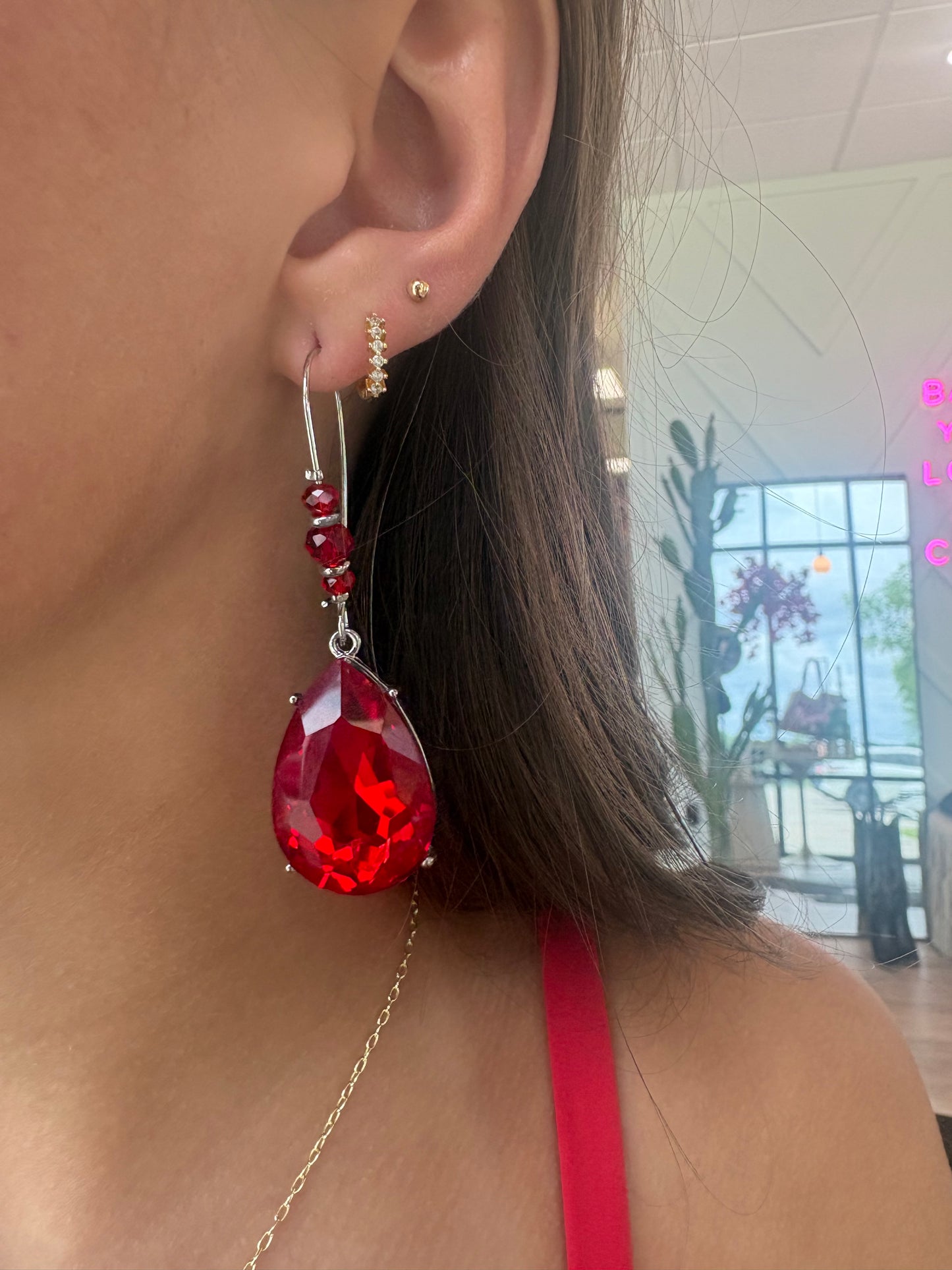 Red Dangle Earrings