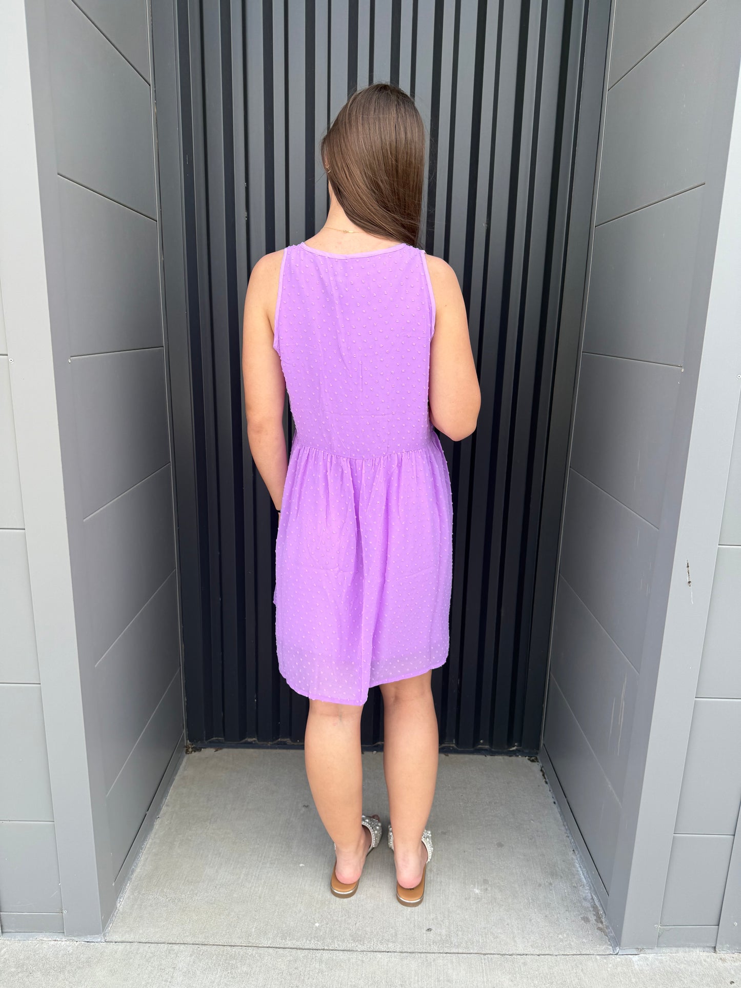 Lavender Swiss dot babydoll dress