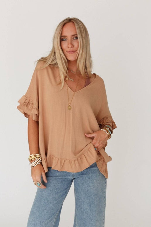 Caramel Ruffle Top