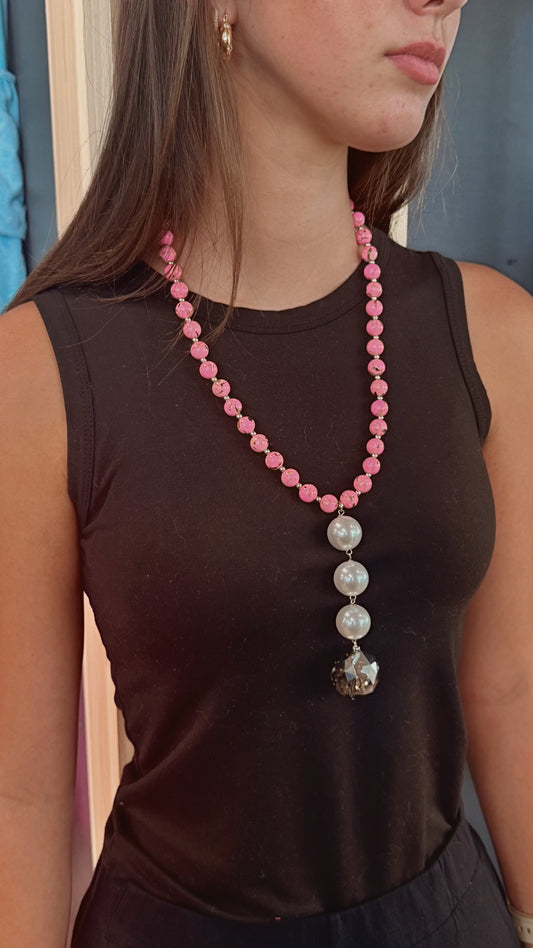 Pink Disco Ball Necklace