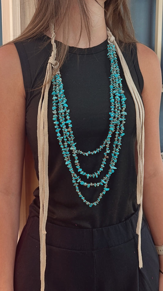 Turquoise Fringe Necklace